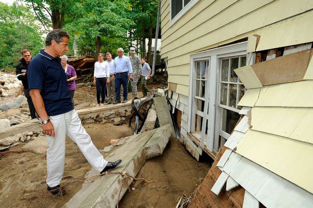 Governor Cuomo looks at Hurricane Irene damage in North Country last year